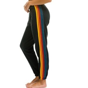 Aviator Nation 5 STRIPE SWEATPANTS - CHARCOAL